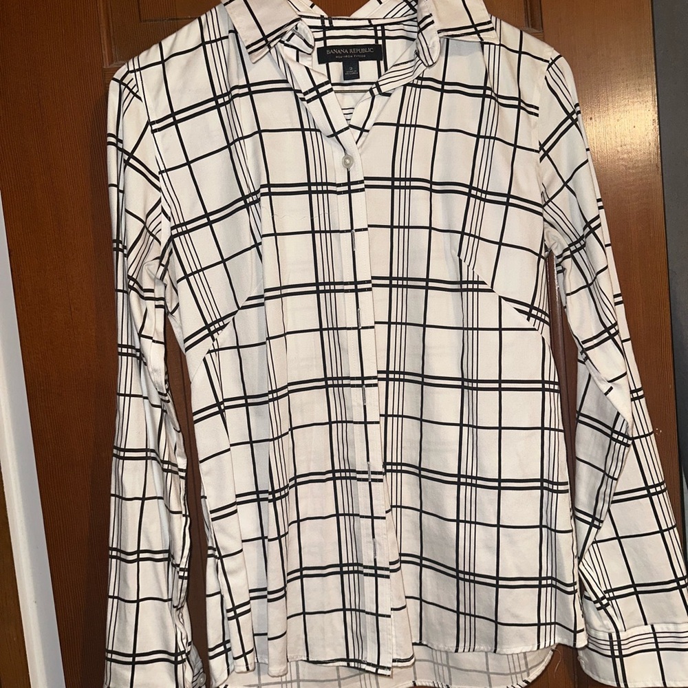 Banana Republic Black and White Checkered Shirt